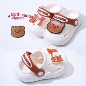 Children's slippers cute cartoon bear non-slip soft bottom summer sandals for boys and girls baby hole shoes for kids