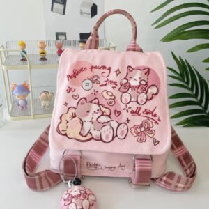 Pink Kitten Carrying Backpack Portable And Ultra Light School Backpack