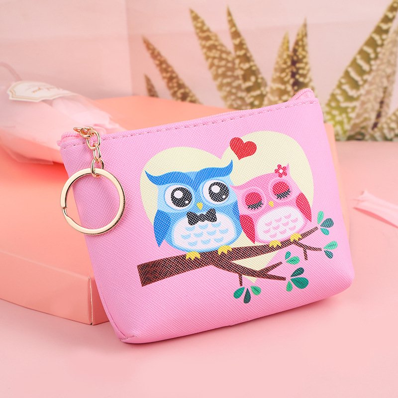 Factory direct supply exquisite owl print coin purse personalized small portable zipper opening coin purse wholesale - 画像 (6)