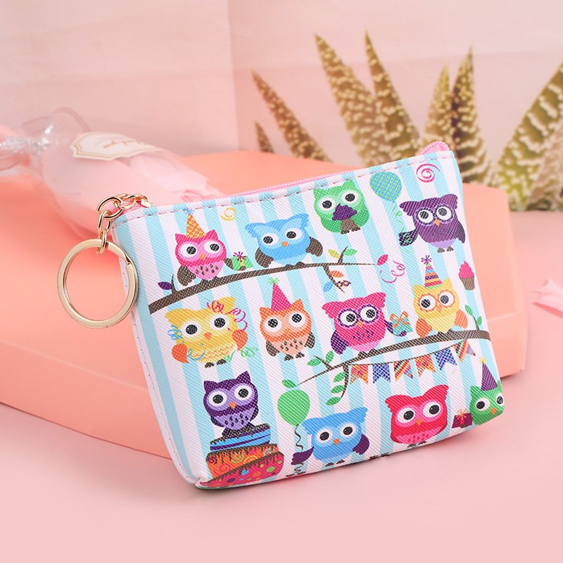 Factory direct supply exquisite owl print coin purse personalized small portable zipper opening coin purse wholesale - 画像 (5)