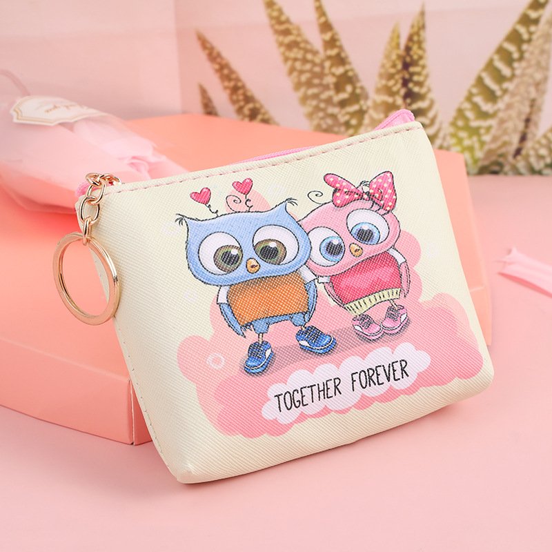 Factory direct supply exquisite owl print coin purse personalized small portable zipper opening coin purse wholesale - 画像 (4)