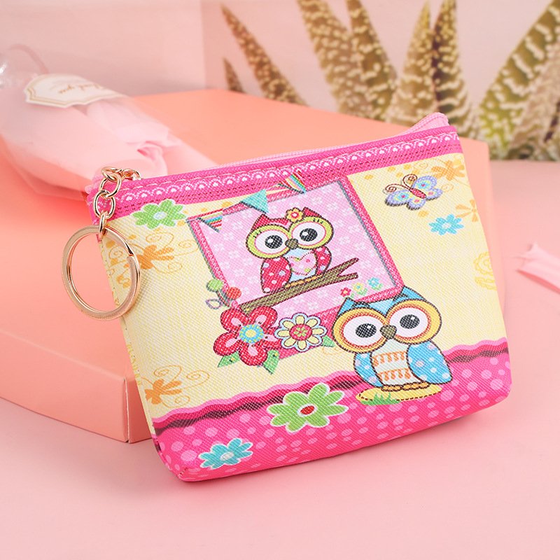 Factory direct supply exquisite owl print coin purse personalized small portable zipper opening coin purse wholesale - 画像 (3)