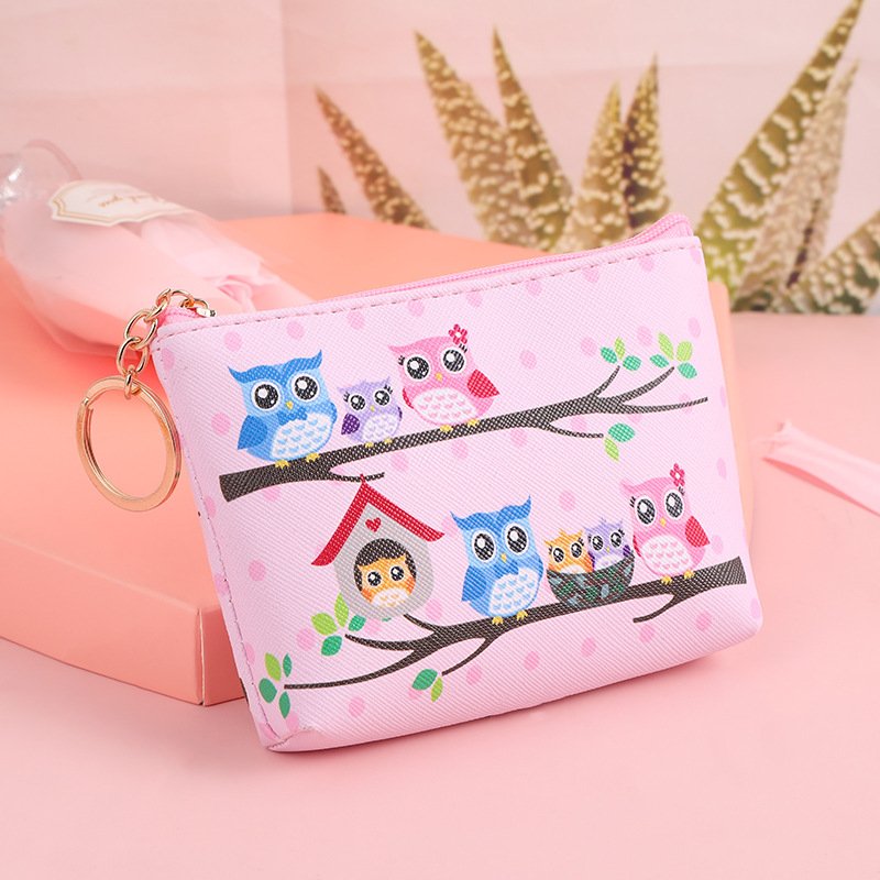 Factory direct supply exquisite owl print coin purse personalized small portable zipper opening coin purse wholesale - 画像 (2)