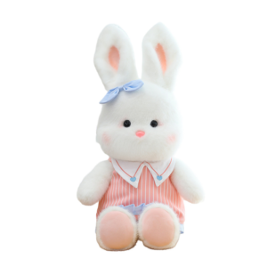 New cute jk vertical stripes skirt little white rabbit plush toy couple rabbit doll for girls children's birthday gift
